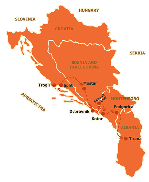 mapa-Chorvátsko a Čierna Hora