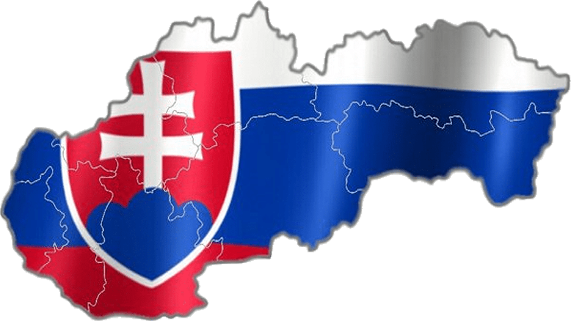 zobrazenie Slovenskej zástavy v mape Slovenskej republiky rozdelenej podla krajov